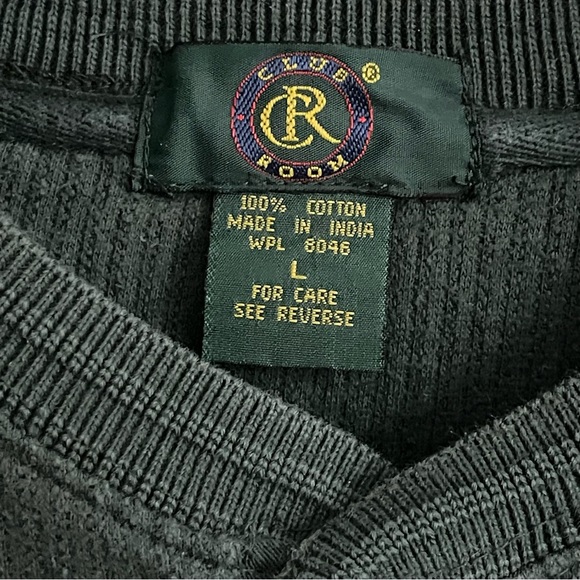 Club Room Men’s Crewneck Henley Sweater 100% Cotton Size Large Forest Green - Picture 2 of 5